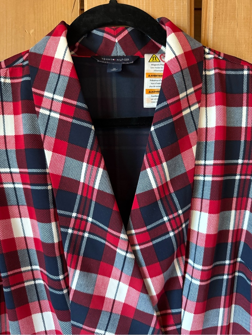 Vintage 90s Tommy Hilfiger Plaid Blazer Dress Preppy Tartan Mini Dress Size 12 - Picture 4 of 10